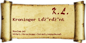 Kroninger Lóránt névjegykártya